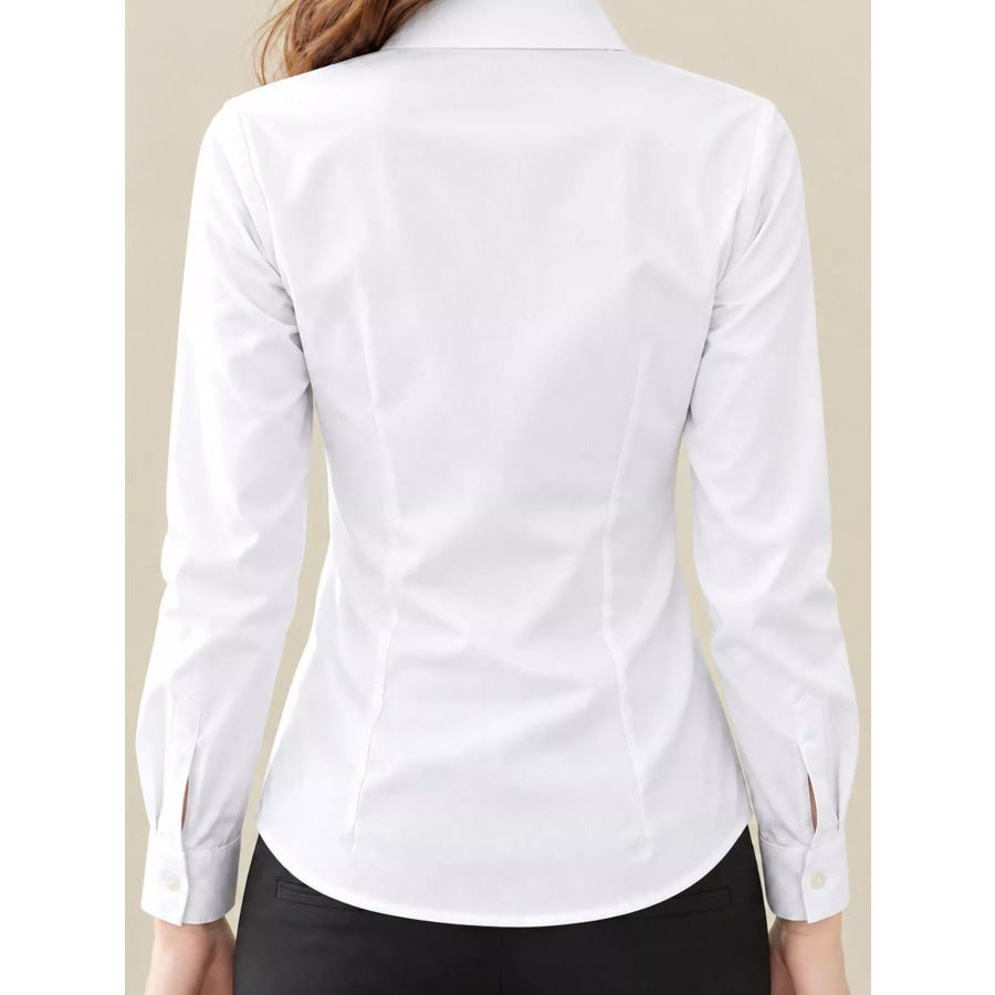 Full Size Slim-Fit Button Up Long Sleeve Shirt Plus Apparel and Accessories