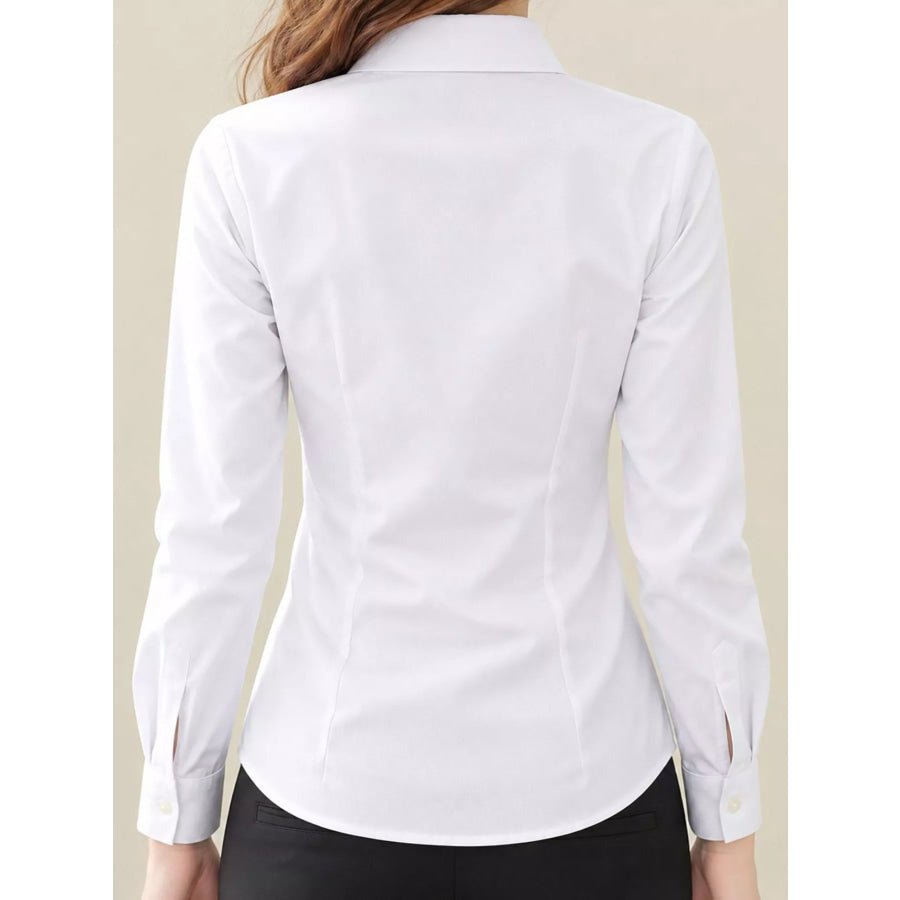 Full Size Slim-Fit Button Up Long Sleeve Shirt Plus Apparel and Accessories
