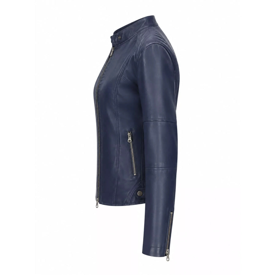 Full Size Slim Fit Faux Leather Moto Jacket Plus Apparel and Accessories
