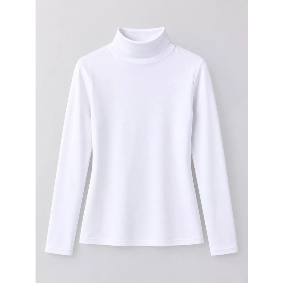 Full Size Slim-Fit Mock Neck Long Sleeve Basic T-Shirt Plus Apparel and Accessories