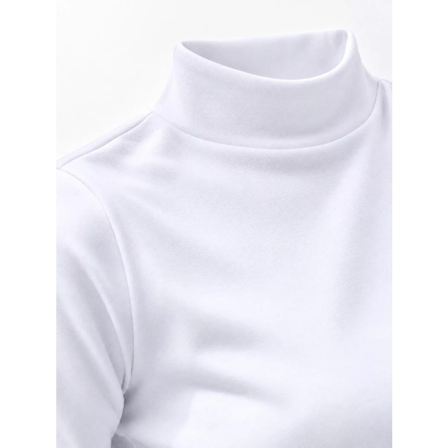 Full Size Slim-Fit Mock Neck Long Sleeve Basic T-Shirt Plus Apparel and Accessories