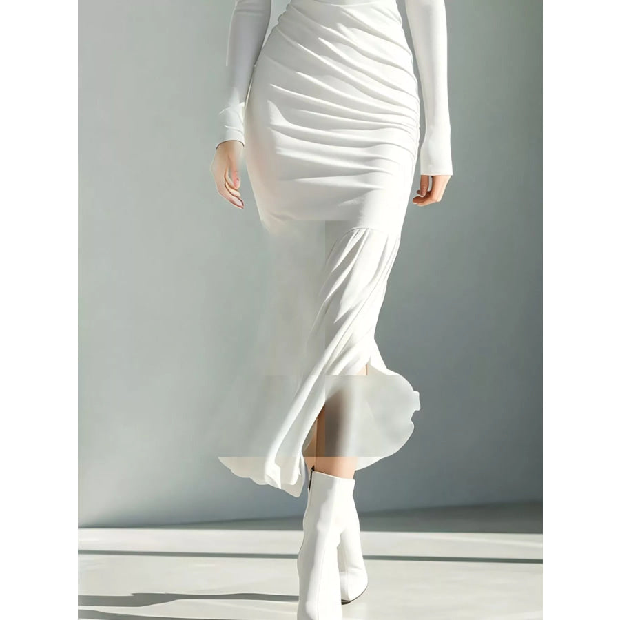 Full Size Slit Turtleneck Ruched Bodycon Mermaid Dress Plus Apparel and Accessories