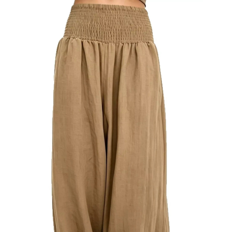 Full Size Smocked Harem Pants Plus Apparel and Accessories