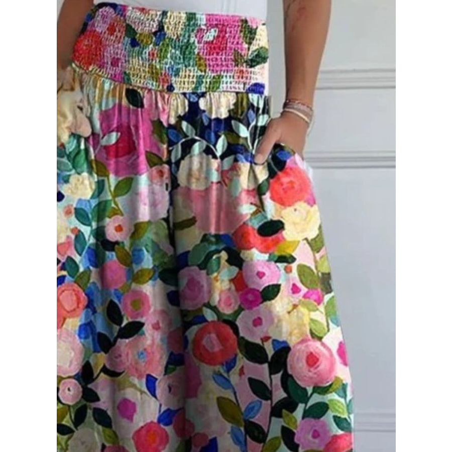 Full Size Smocked Wide Leg Pants with Pockets Apparel and Accessories