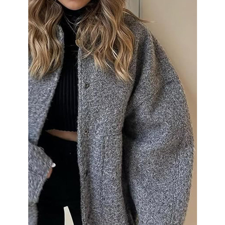 Full Size Snap Down Drop Shoulder Jacket Apparel and Accessories