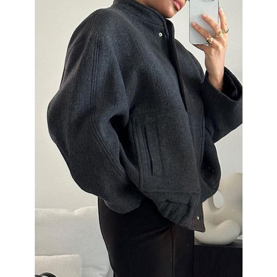 Full Size Snap Down Drop Shoulder Jacket Apparel and Accessories