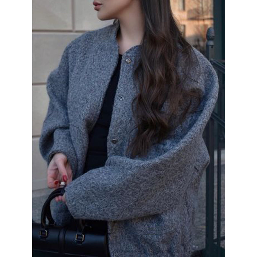 Full Size Snap Down Drop Shoulder Jacket Apparel and Accessories