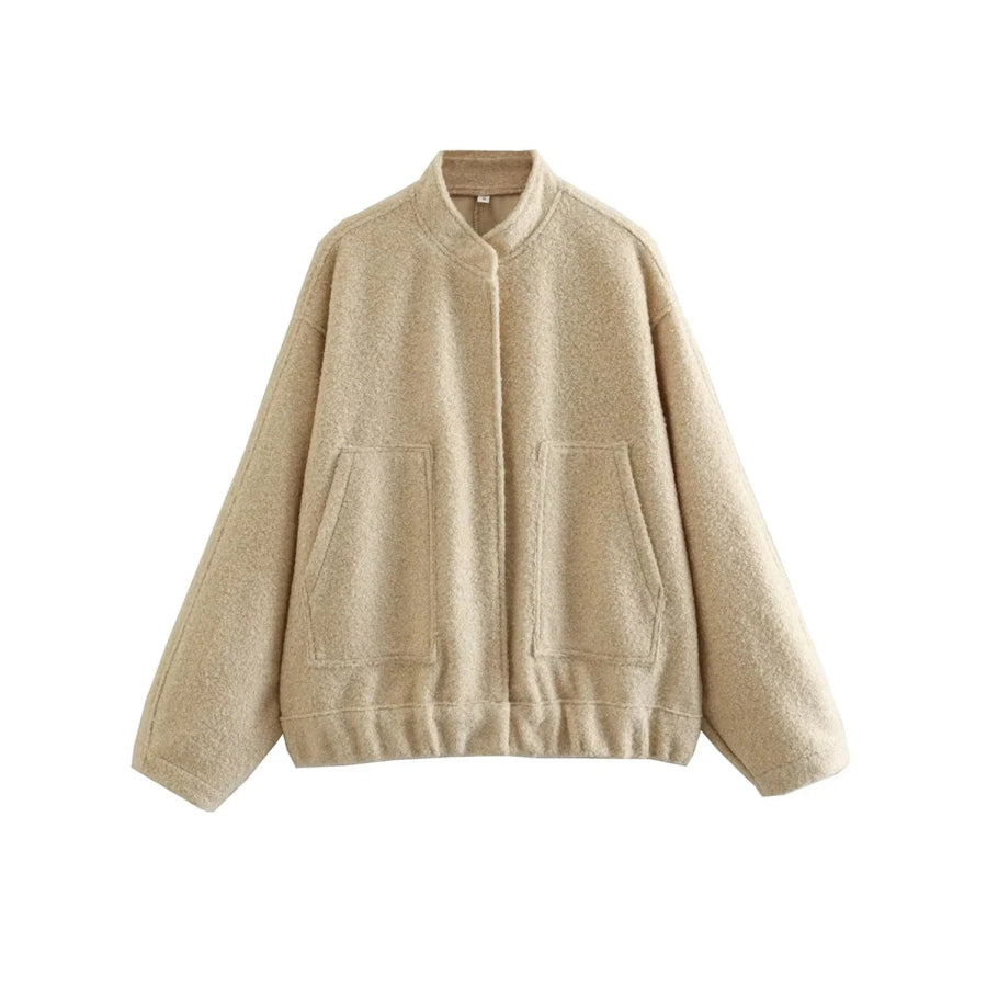 Full Size Snap Down Drop Shoulder Jacket Apparel and Accessories