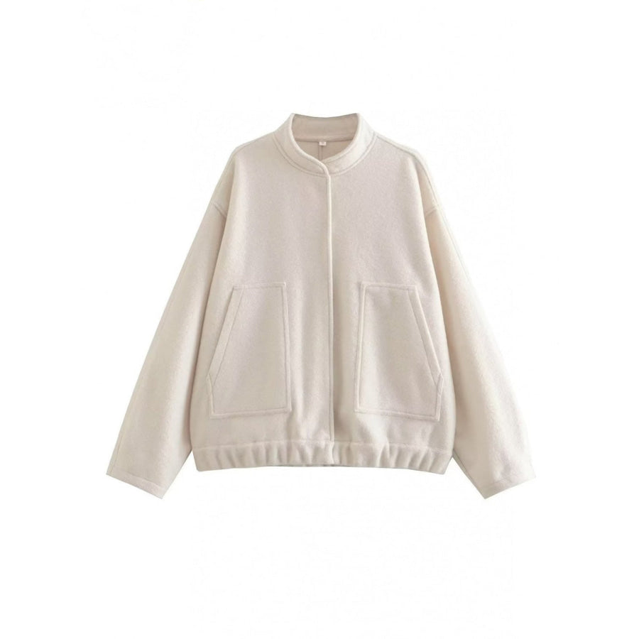 Full Size Snap Down Drop Shoulder Jacket Apparel and Accessories