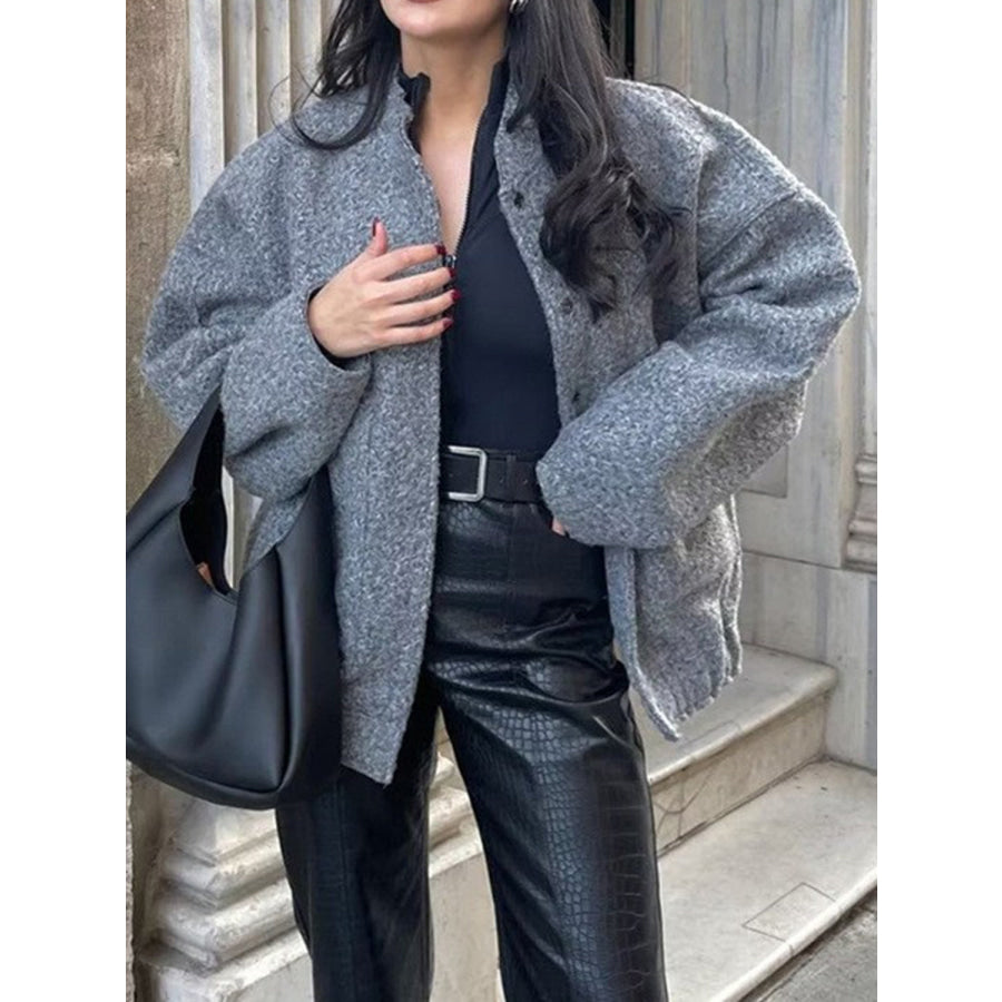 Full Size Snap Down Drop Shoulder Jacket Apparel and Accessories