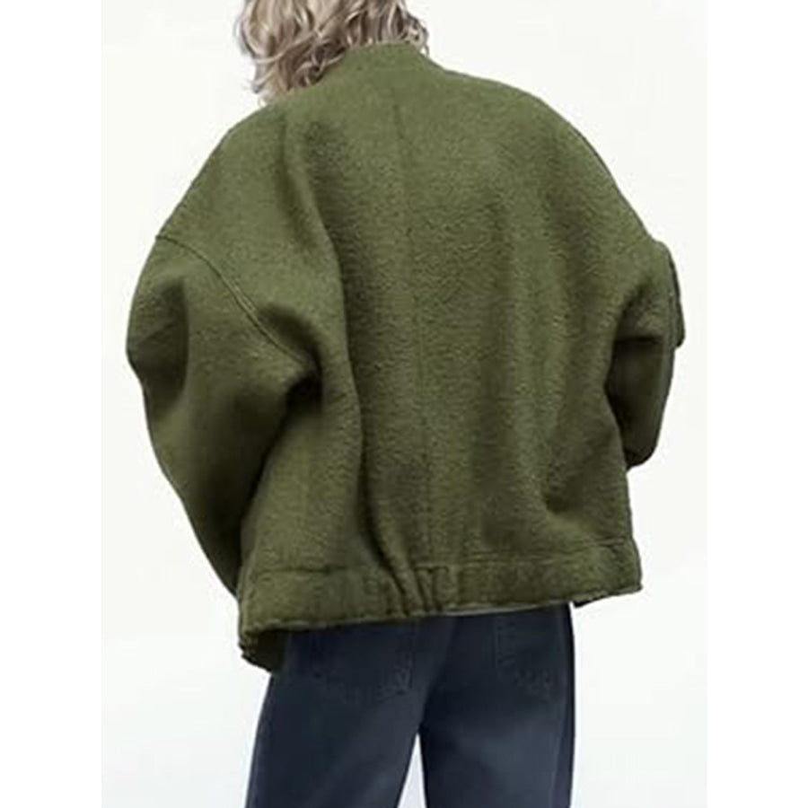 Full Size Snap Down Drop Shoulder Jacket Apparel and Accessories