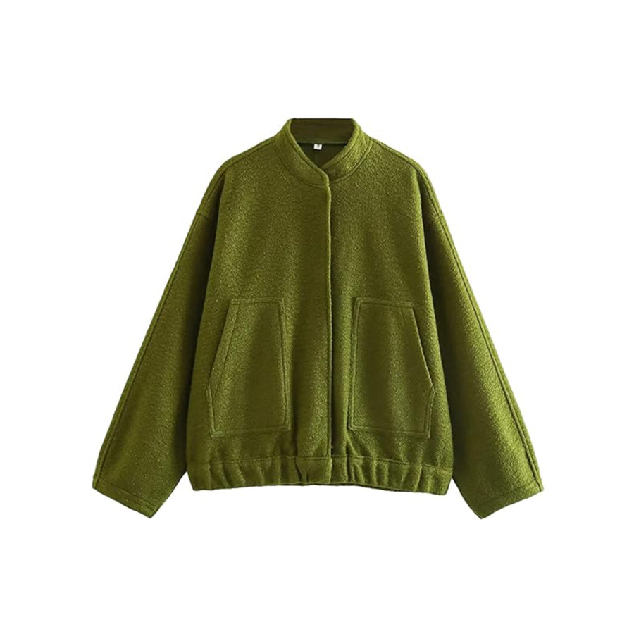 Full Size Snap Down Drop Shoulder Jacket Apparel and Accessories