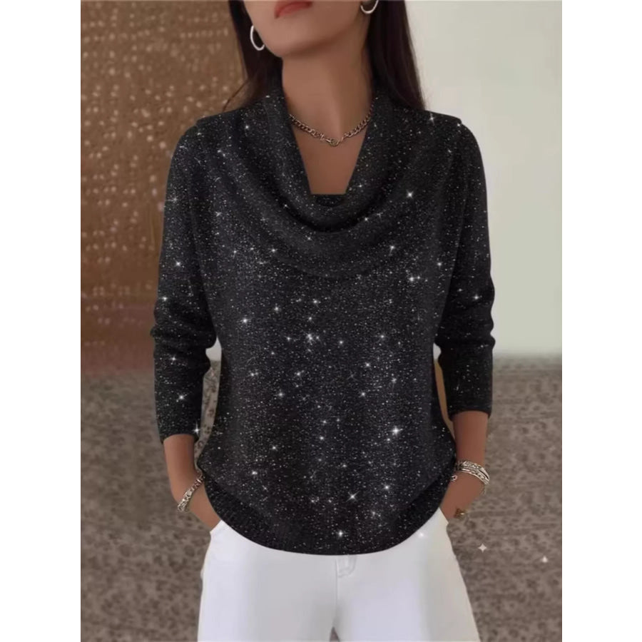 Full Size Solid Color Cowl Neck Sweater Plus Size Black / S Apparel and Accessories