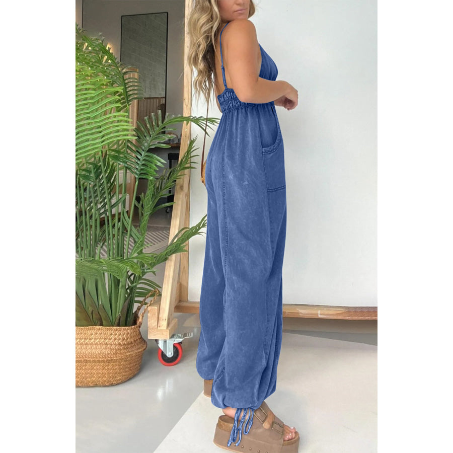 Full Size Spaghetti Strap Jumpsuit with Pockets Apparel and Accessories