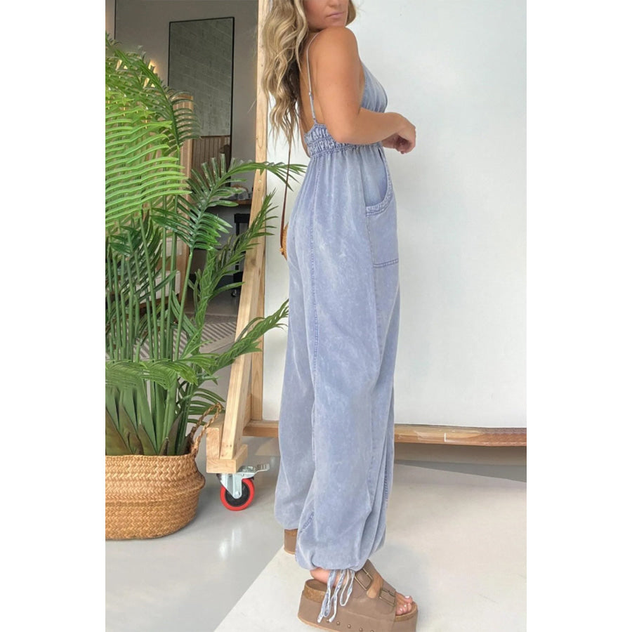 Full Size Spaghetti Strap Jumpsuit with Pockets Apparel and Accessories