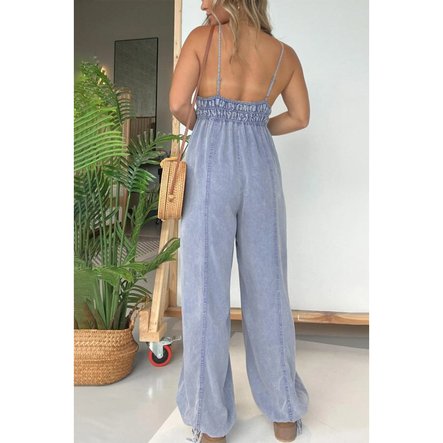 Full Size Spaghetti Strap Jumpsuit with Pockets Apparel and Accessories