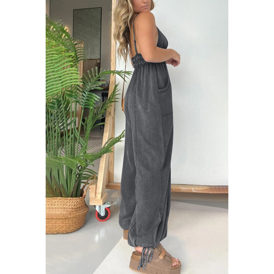 Full Size Spaghetti Strap Jumpsuit with Pockets Apparel and Accessories