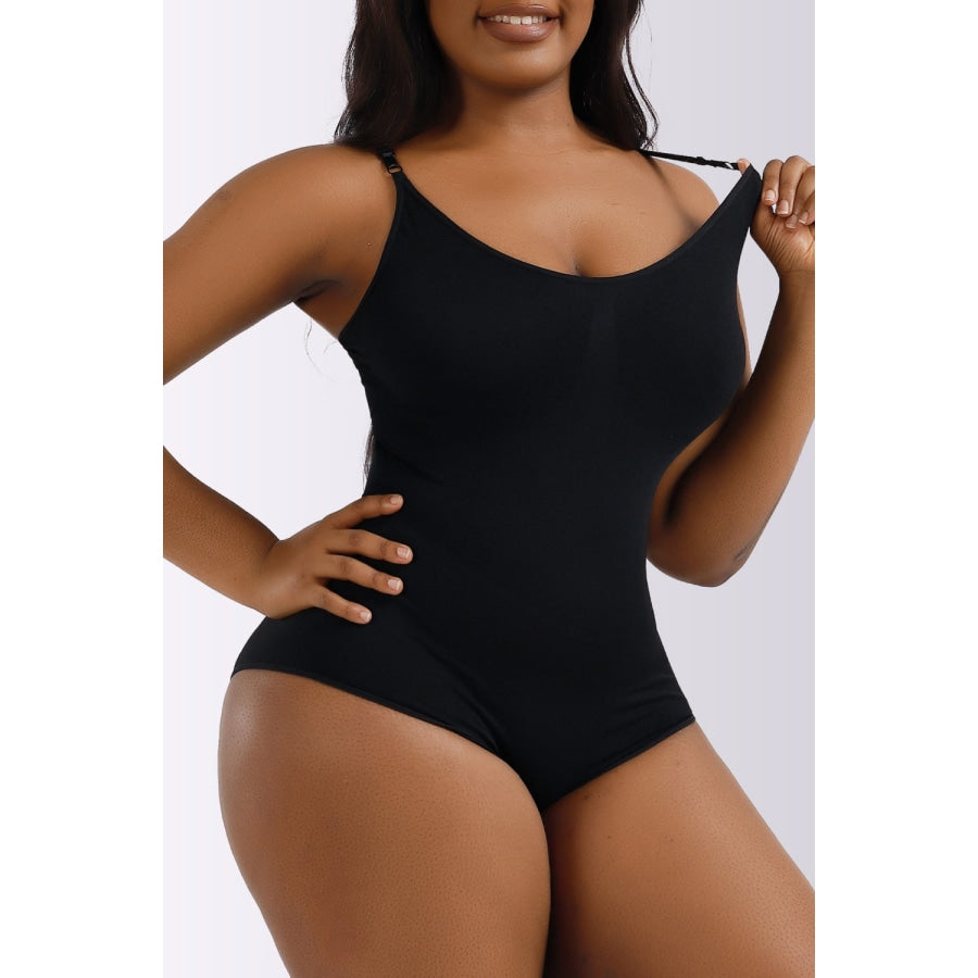 Full Size Spaghetti Strap Shaping Bodysuit Coffee Brown / S