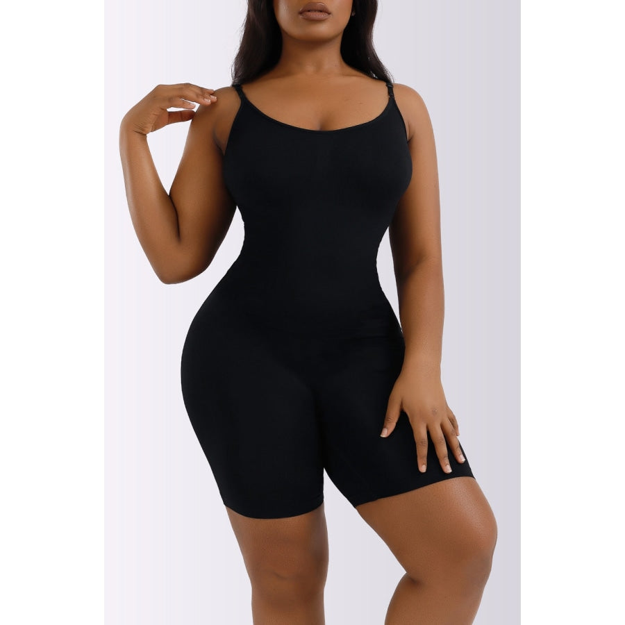 Full Size Spaghetti Strap Shaping Romper Black / S