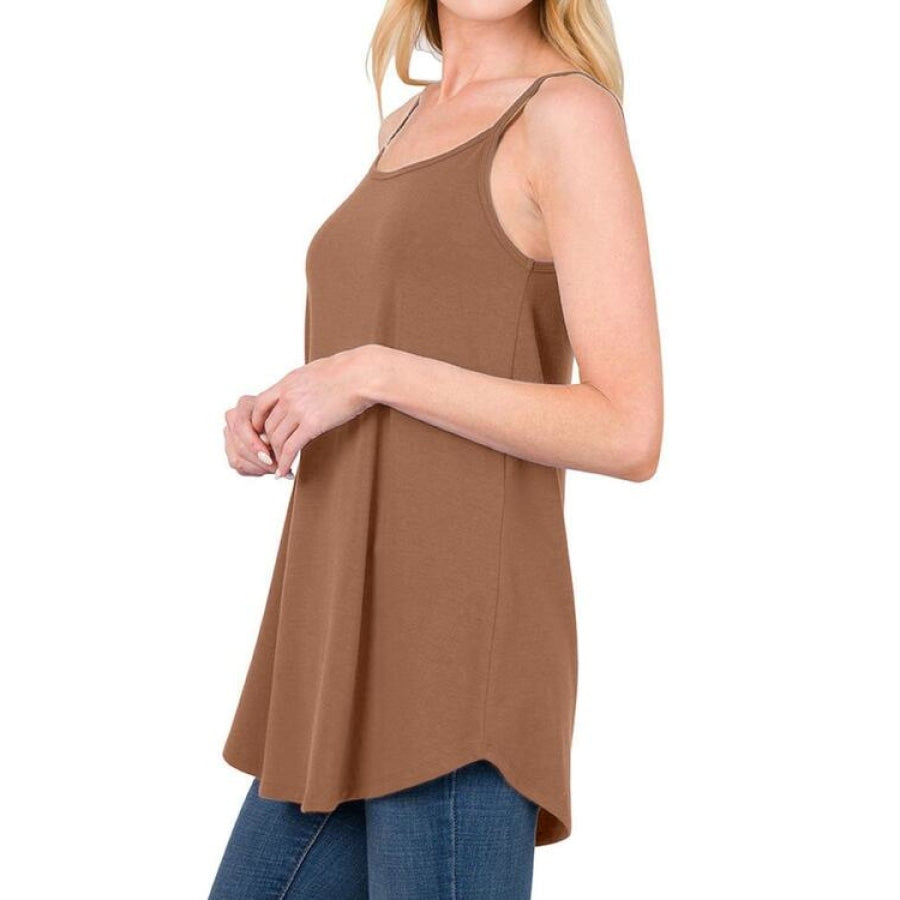 Full Size Spaghetti Strap V-Neck Flowy Tunic Cami Clothing