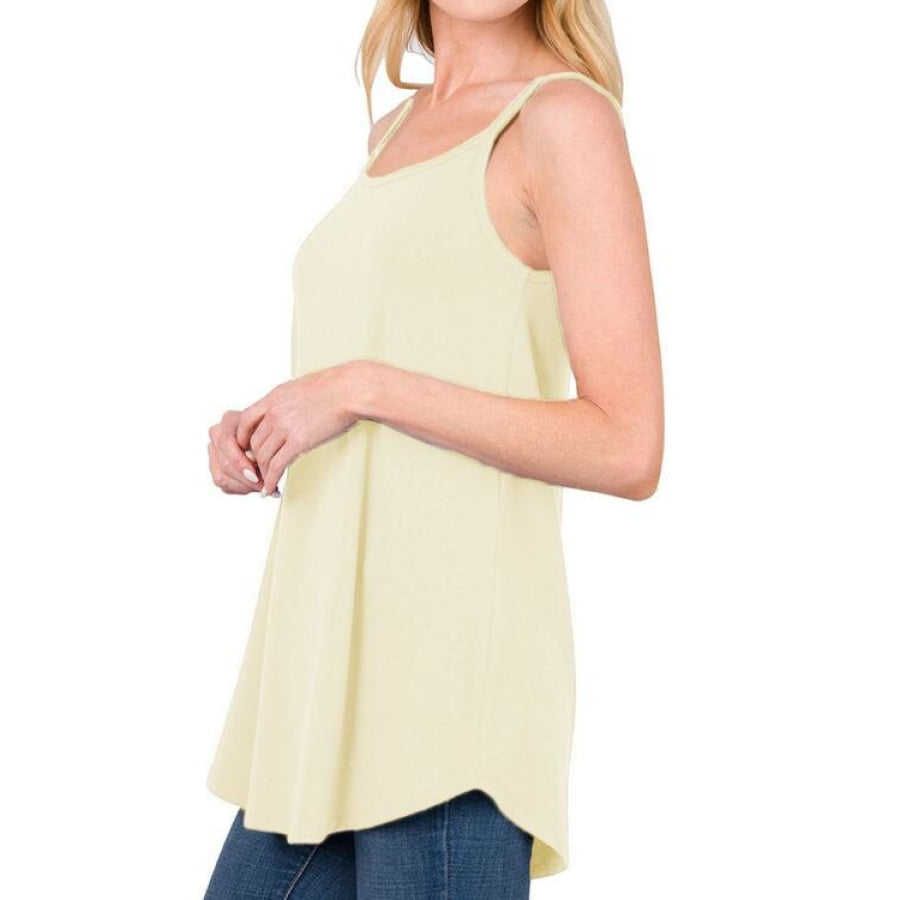 Full Size Spaghetti Strap V-Neck Flowy Tunic Cami Clothing