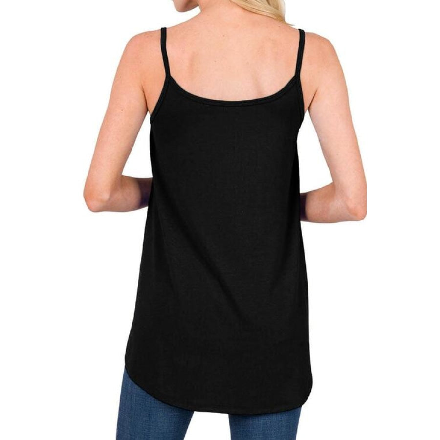 Full Size Spaghetti Strap V-Neck Flowy Tunic Cami Clothing