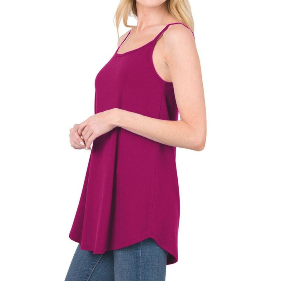 Full Size Spaghetti Strap V-Neck Flowy Tunic Cami Clothing