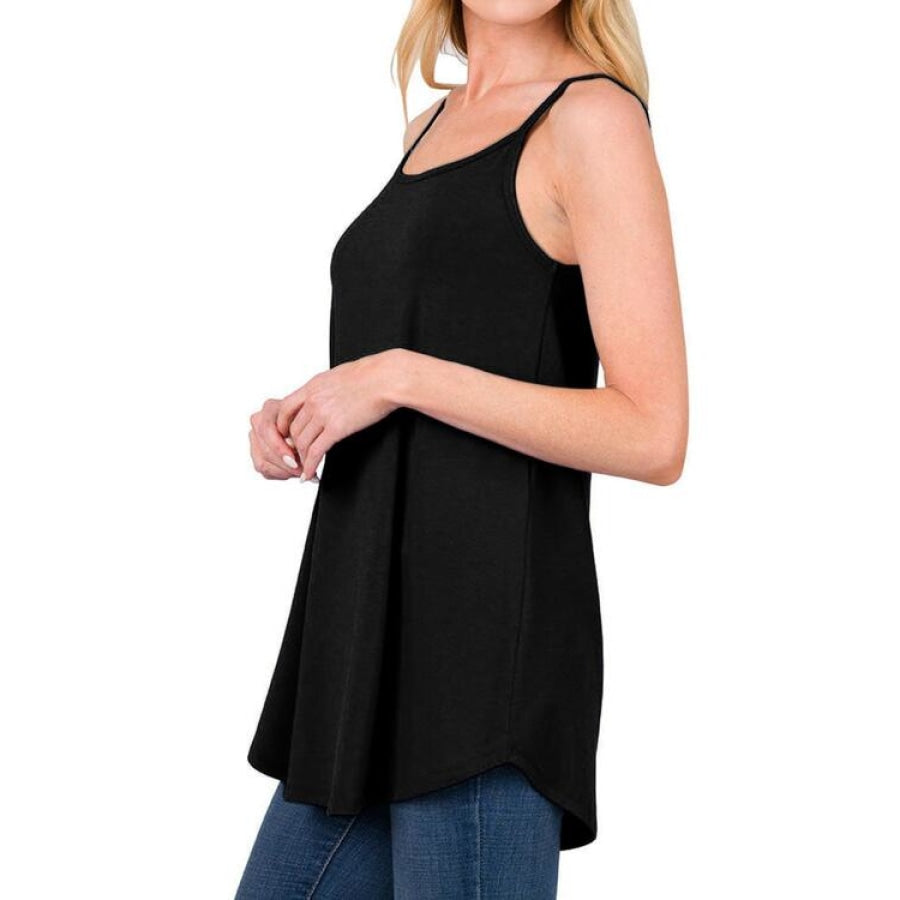 Full Size Spaghetti Strap V-Neck Flowy Tunic Cami Clothing