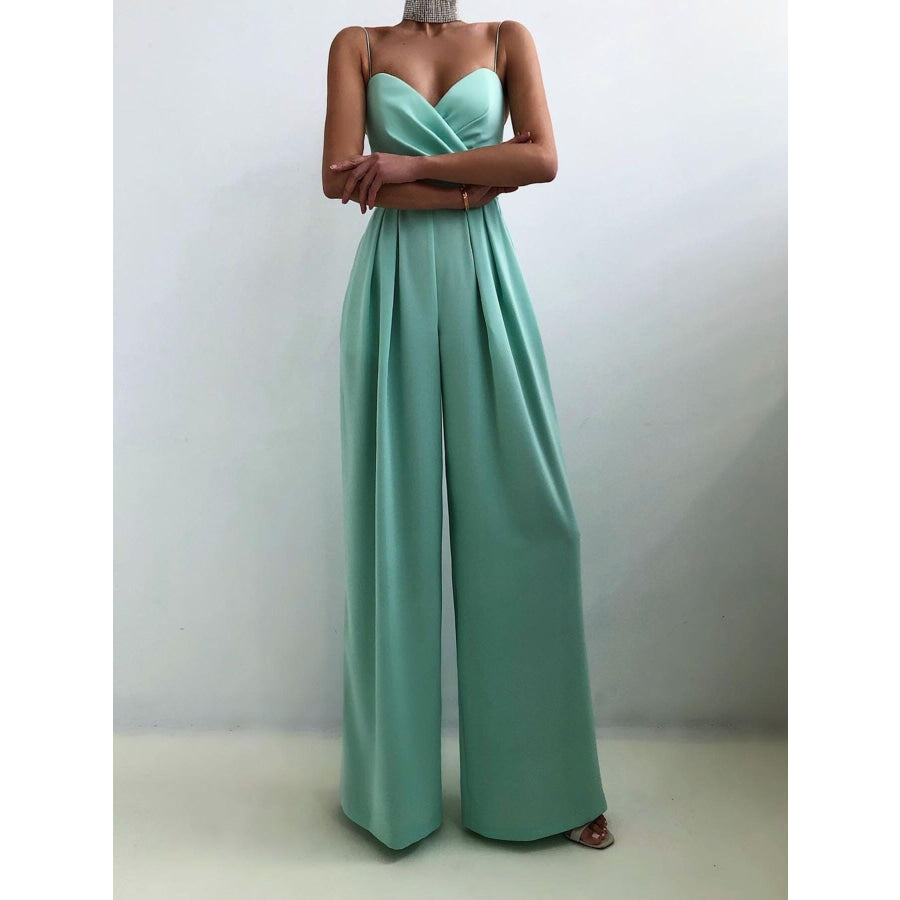 Full Size Spaghetti Strap Wide Leg Jumpsuit Plus Size Apparel and Accessories