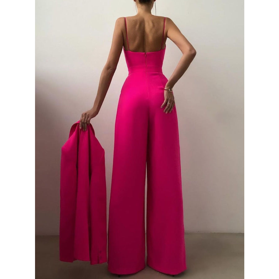 Full Size Spaghetti Strap Wide Leg Jumpsuit Plus Size Apparel and Accessories