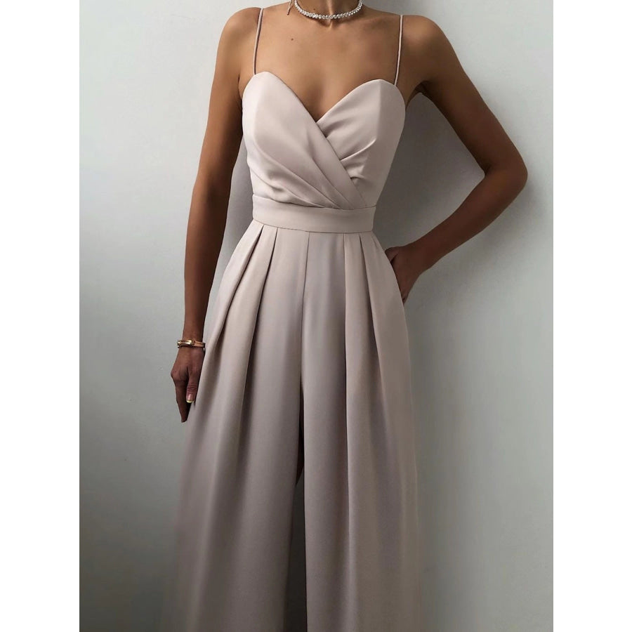 Full Size Spaghetti Strap Wide Leg Jumpsuit Plus Size Apparel and Accessories