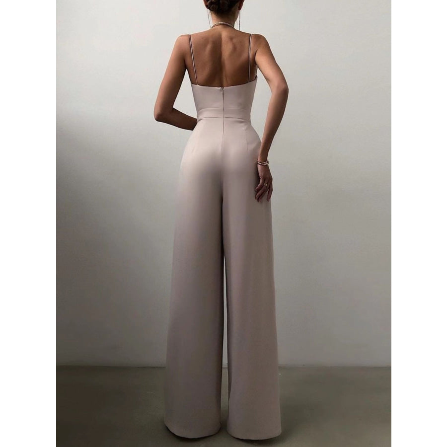 Full Size Spaghetti Strap Wide Leg Jumpsuit Plus Size Apparel and Accessories