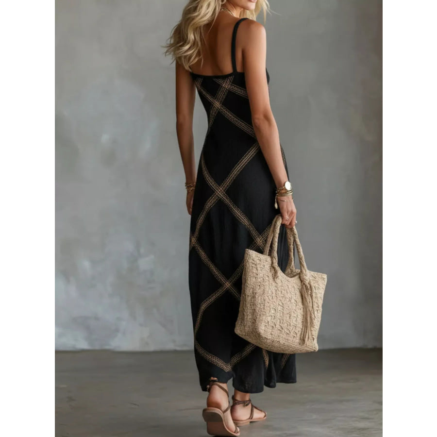 Full Size Square Neck Maxi Dress Plus Black / S Apparel and Accessories