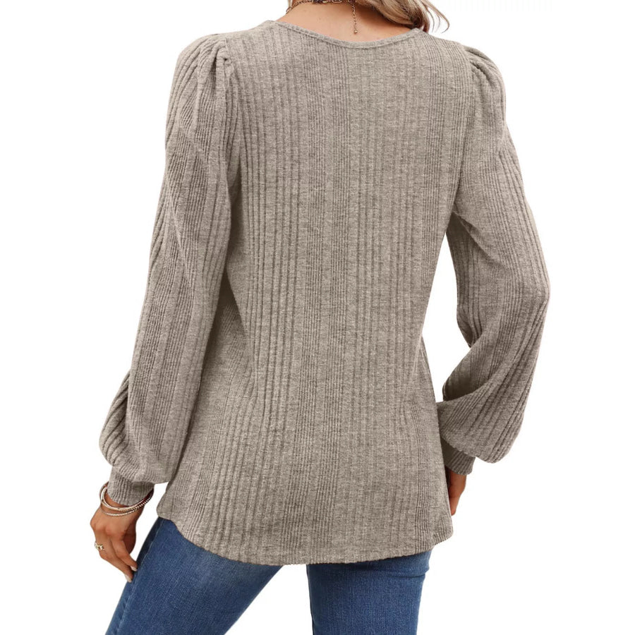 Full Size Square Neck Ribbed Knit Top Plus Size Apparel and Accessories
