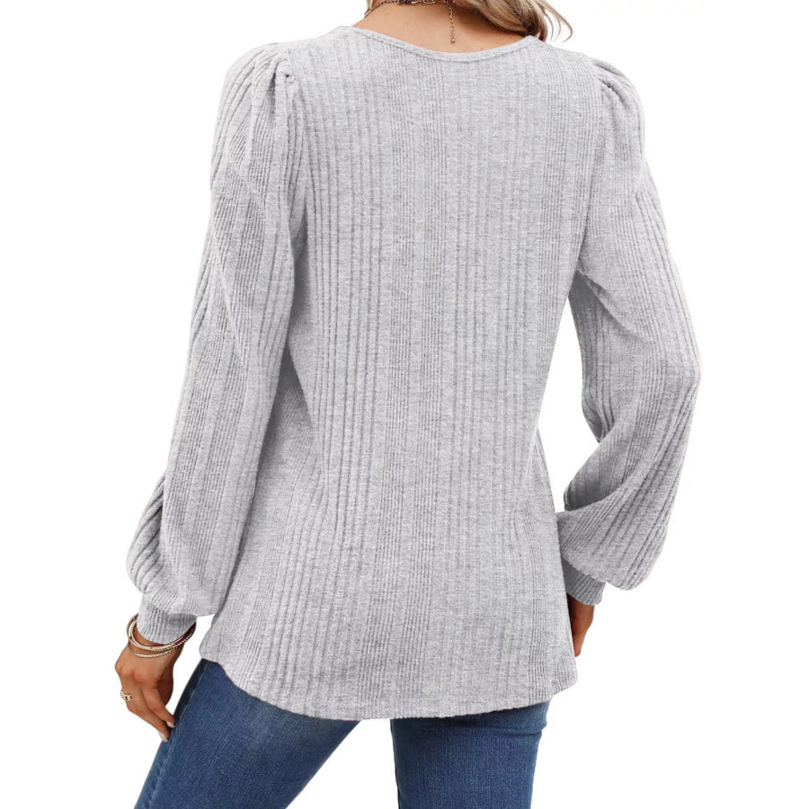Full Size Square Neck Ribbed Knit Top Plus Size Apparel and Accessories