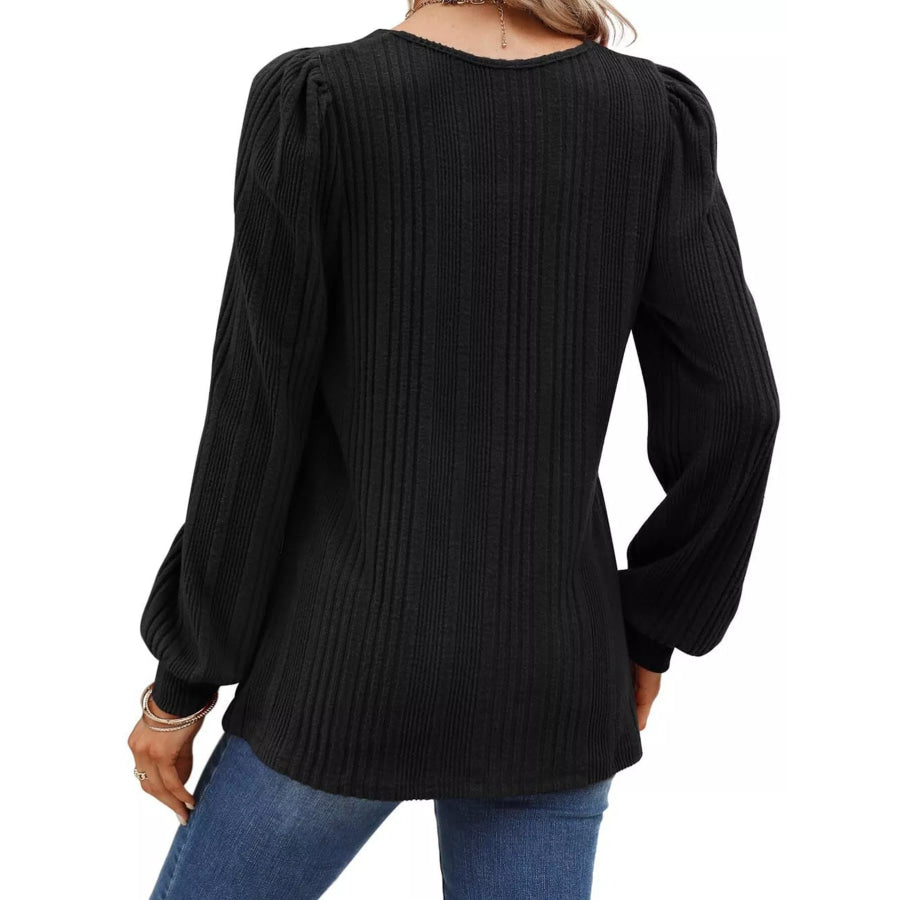 Full Size Square Neck Ribbed Knit Top Plus Size Apparel and Accessories
