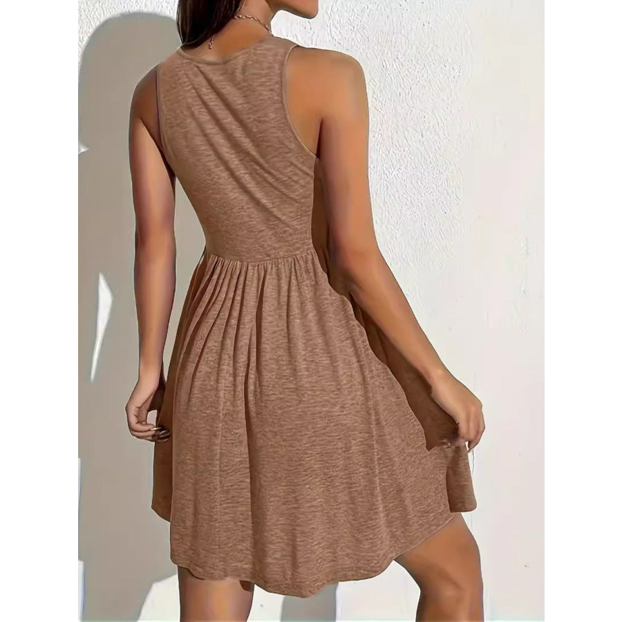 Full Size Square Neck Sleeveless Mini Dress Apparel and Accessories