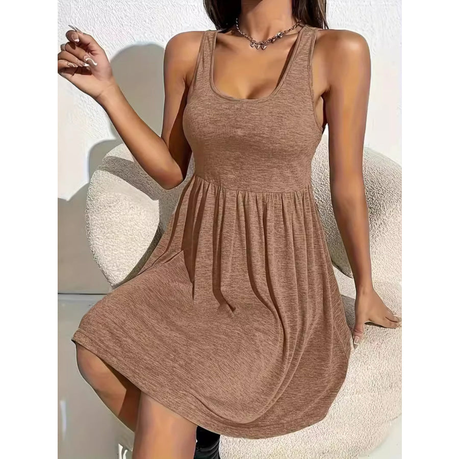 Full Size Square Neck Sleeveless Mini Dress Apparel and Accessories