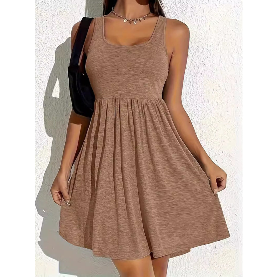 Full Size Square Neck Sleeveless Mini Dress Taupe / S Apparel and Accessories