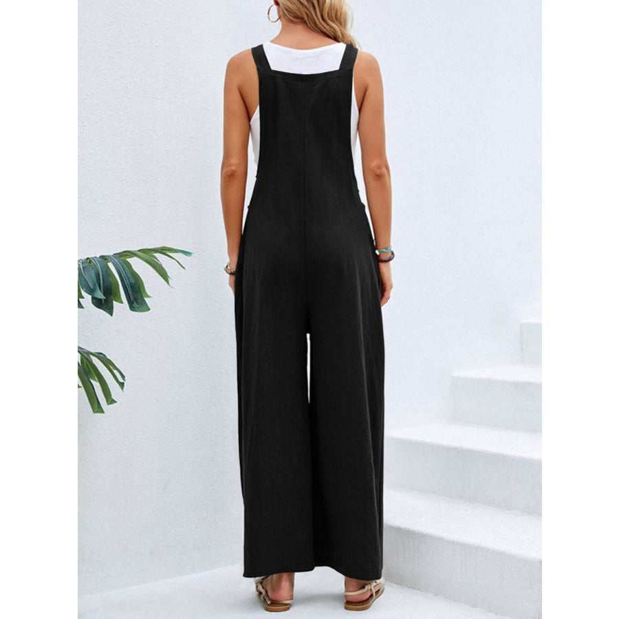 Full Size Square Neck Wide Strap Overalls Apparel and Accessories