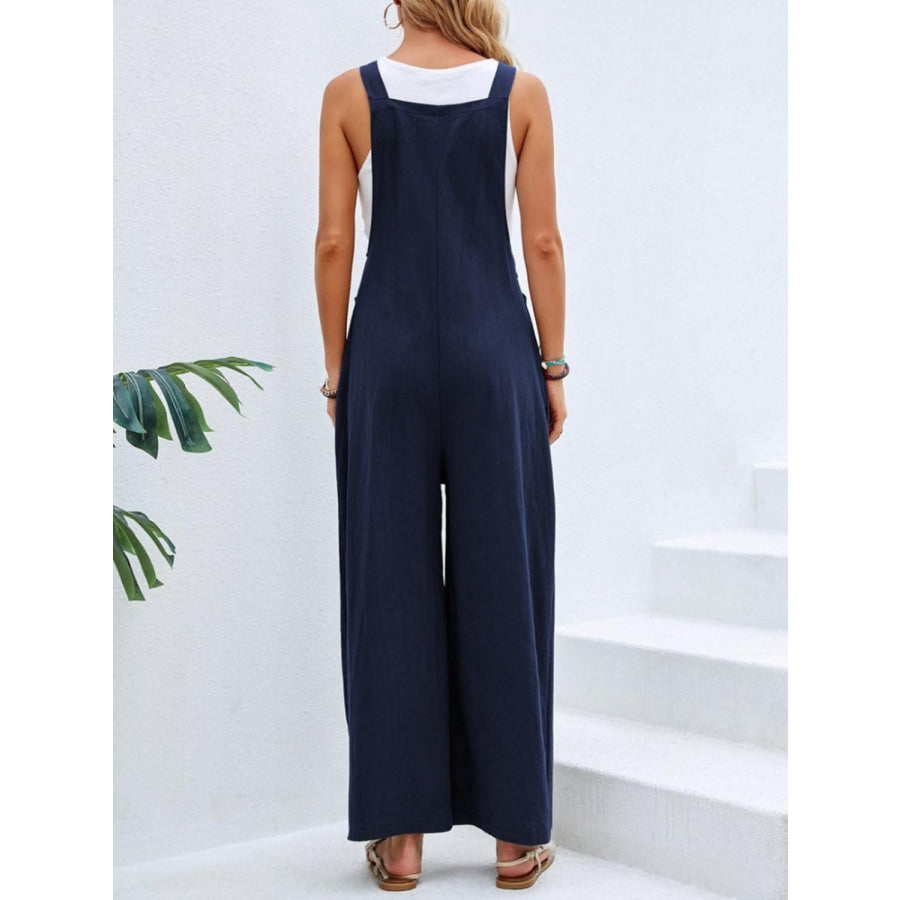 Full Size Square Neck Wide Strap Overalls Apparel and Accessories