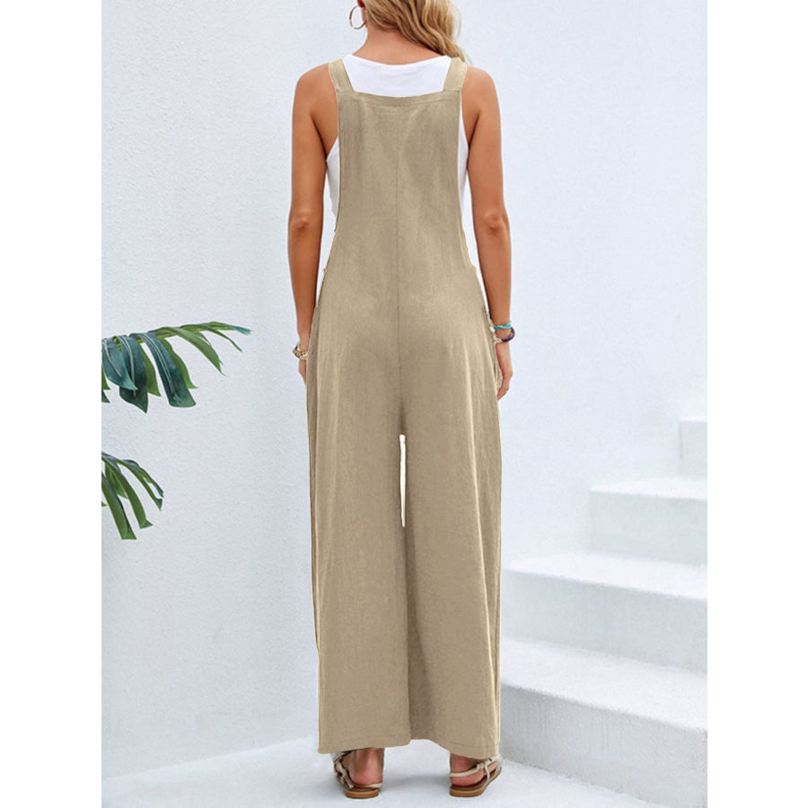 Full Size Square Neck Wide Strap Overalls Apparel and Accessories