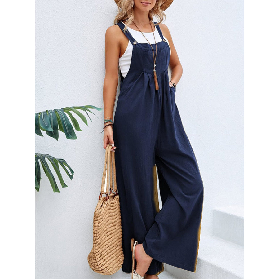Full Size Square Neck Wide Strap Overalls Apparel and Accessories
