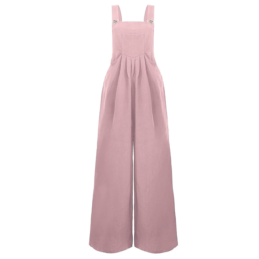 Full Size Square Neck Wide Strap Overalls Apparel and Accessories