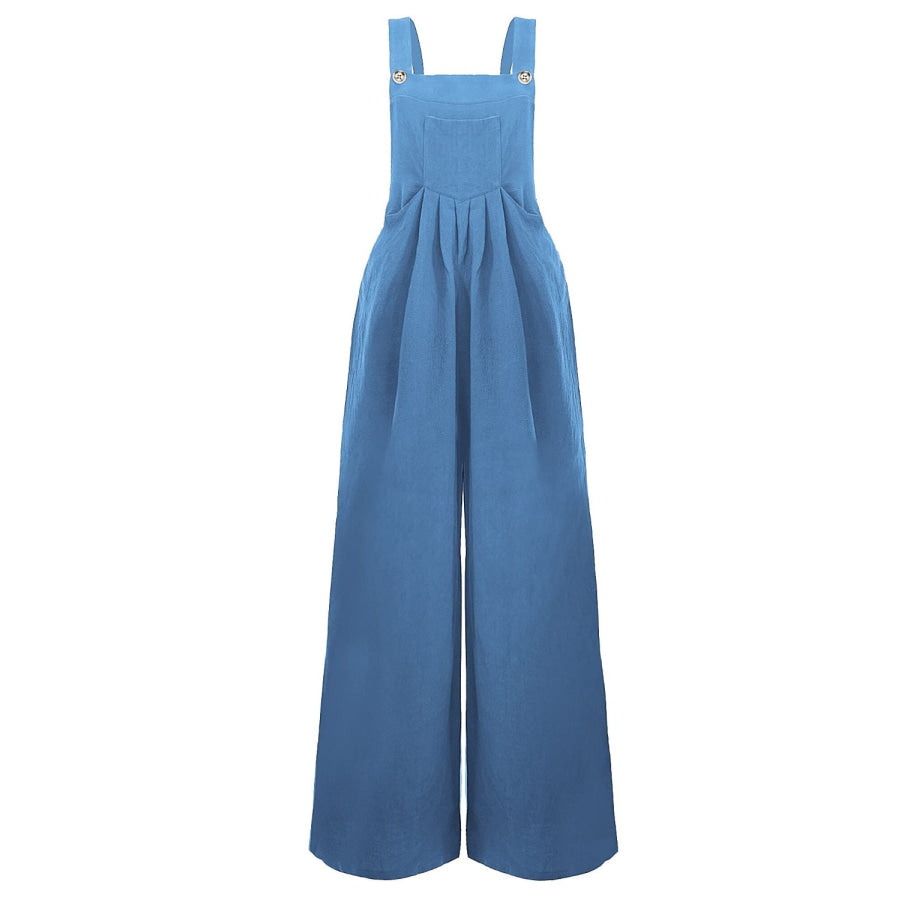 Full Size Square Neck Wide Strap Overalls Apparel and Accessories
