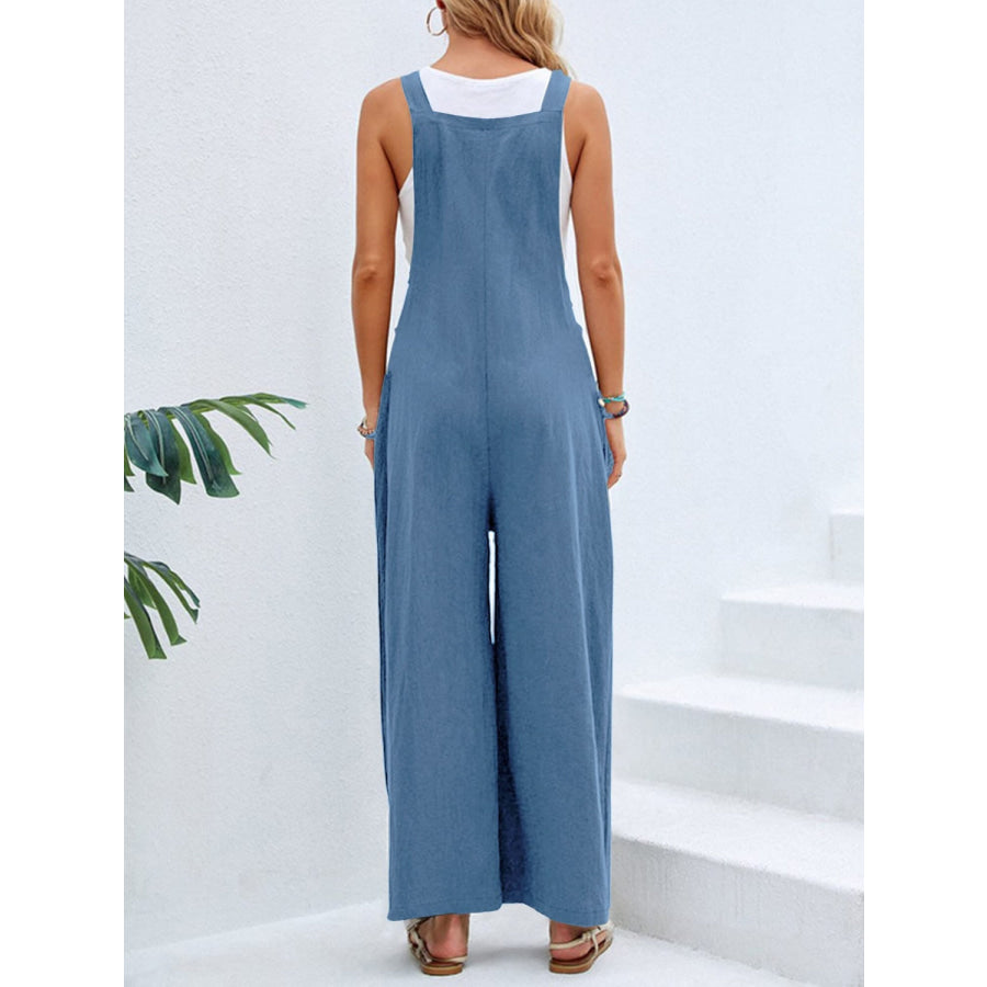 Full Size Square Neck Wide Strap Overalls Apparel and Accessories