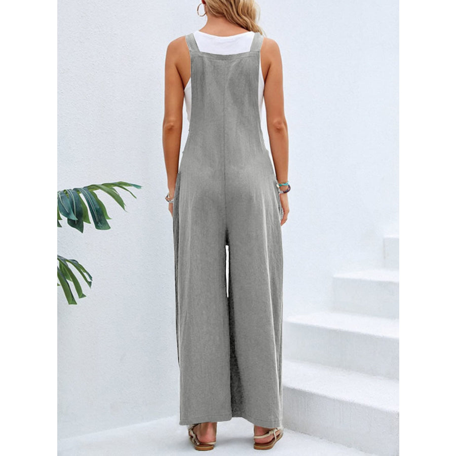 Full Size Square Neck Wide Strap Overalls Apparel and Accessories