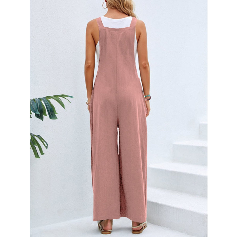 Full Size Square Neck Wide Strap Overalls Apparel and Accessories