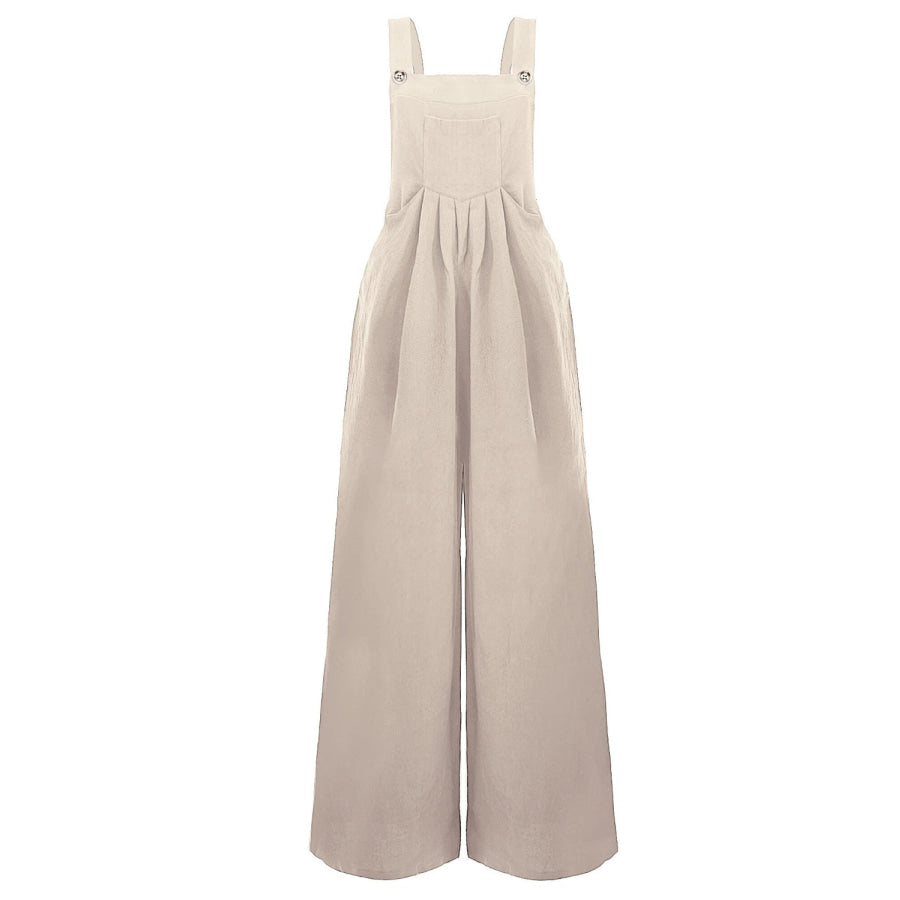 Full Size Square Neck Wide Strap Overalls Apparel and Accessories