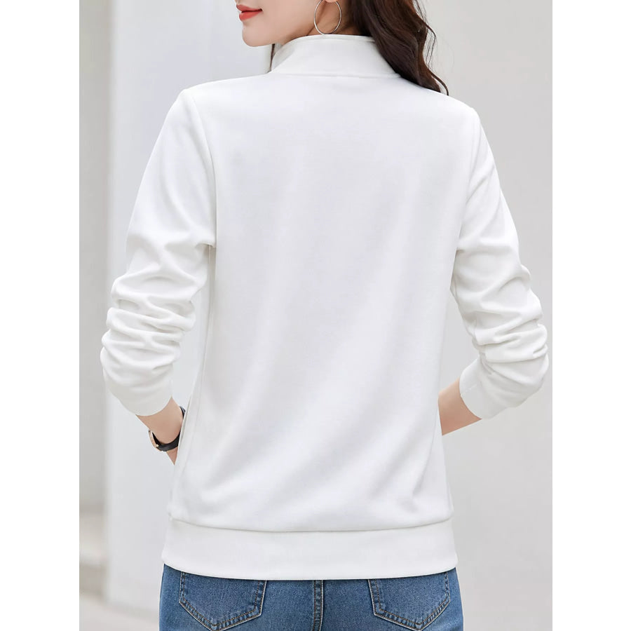 Full Size Stand-Collar Zip-Up Sweatshirt Plus Apparel and Accessories